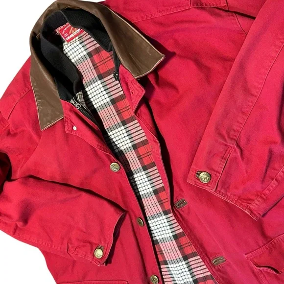 Vintage Marlboro Country Store Chore Coat Red Denim Workwear XL